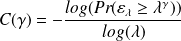 C(\gamma) = - \frac{log (Pr(\varepsilon_\lambda \geq \lambda^{\gamma}))}{log(\lambda)}