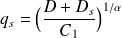 q_s = \Big(\frac{D + D_s}{C_1} \Big)^{1/\alpha}
