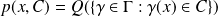 p(x, C) = Q( \{ \gamma \in \Gamma : \gamma(x) \in C \})