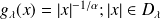 g_\lambda (x) = |x|^{-1/ \alpha}; |x| \in D_\lambda \\